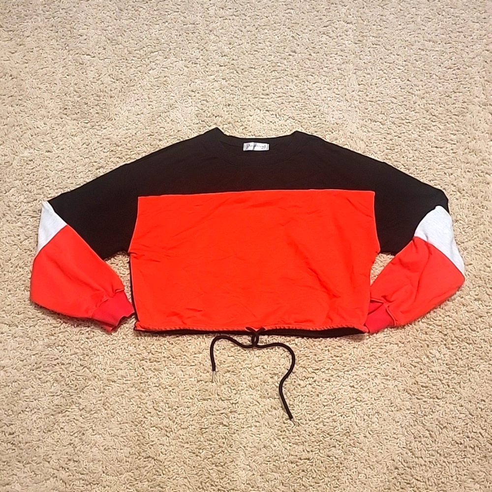 Multicolor Drawstring Crop Top